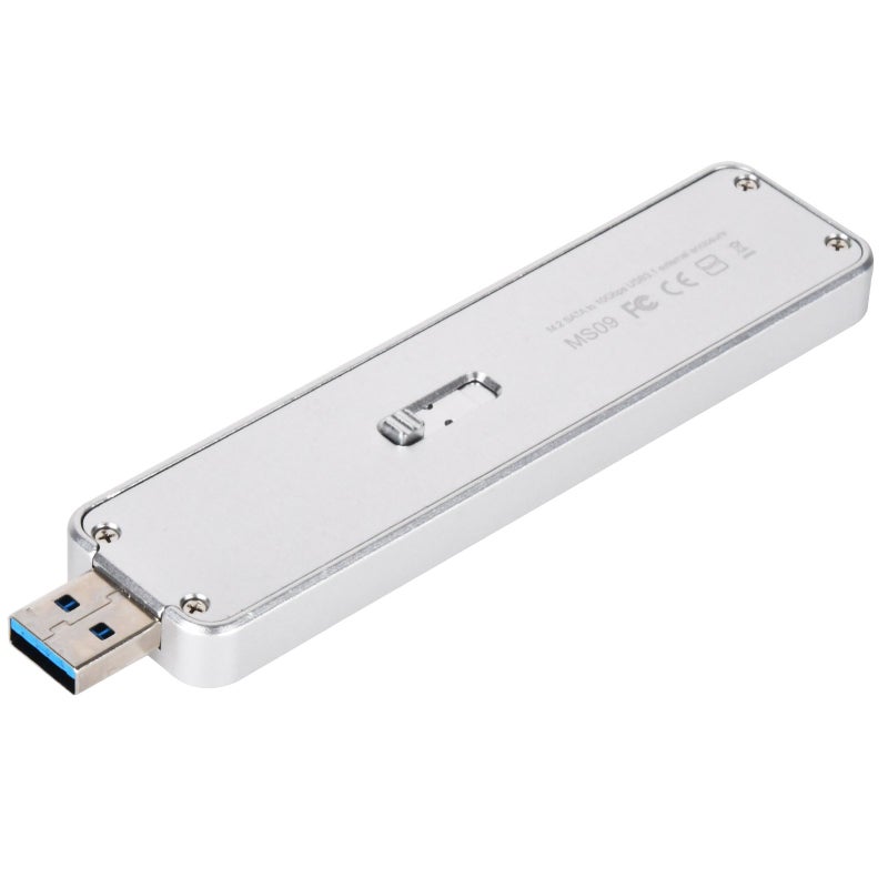 SilverStone Technology M.2 SATA SSD to USB 3.1 Gen 2 Enclosure with Retractable Aluminum USB Type-A Housing in Silver MS09S - Image 4
